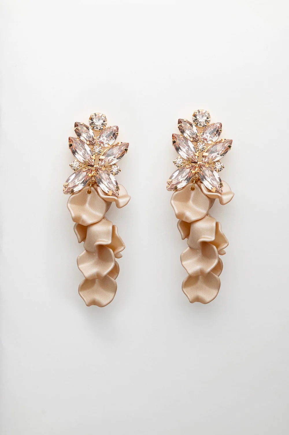 Leaf big stone earrings, Beige