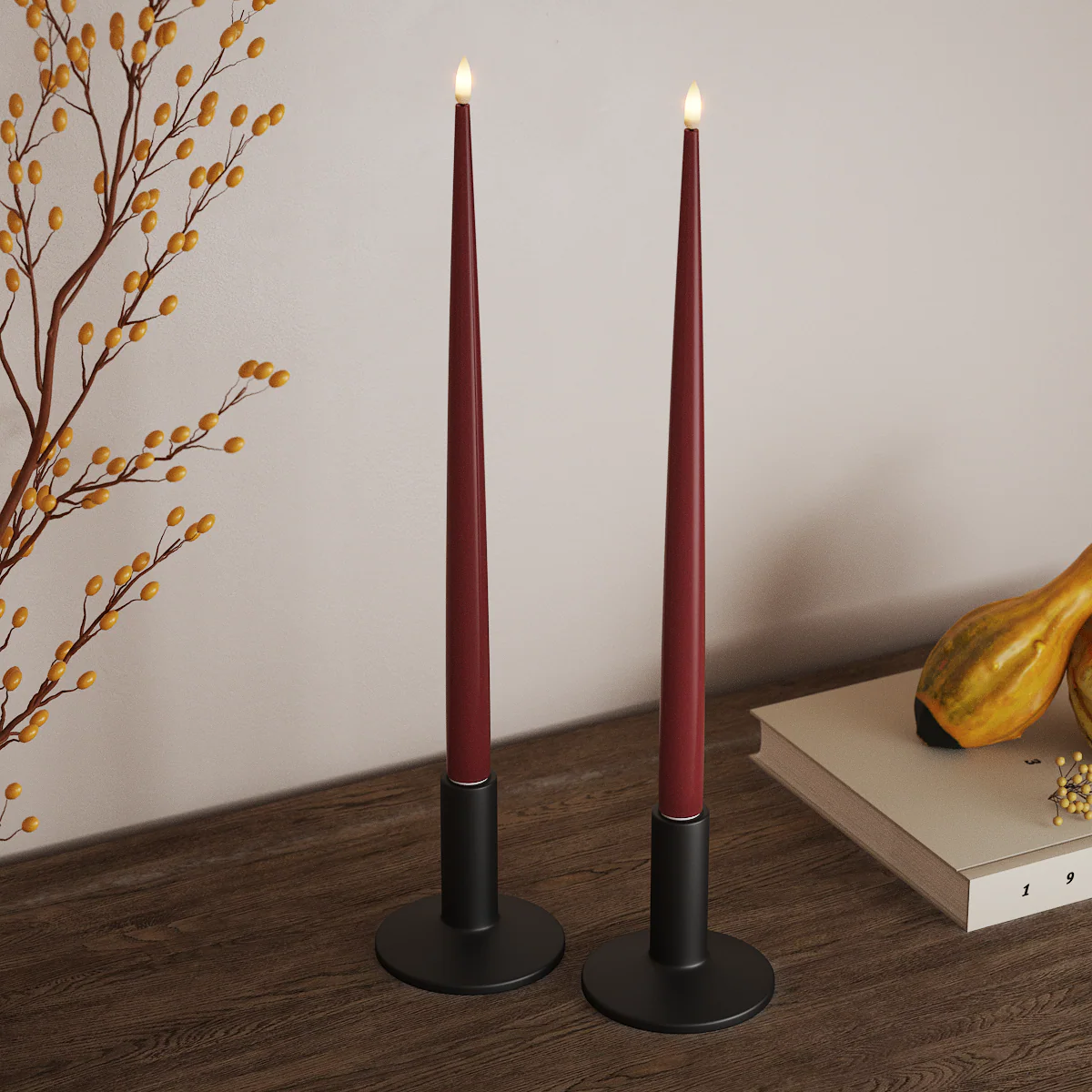 LED-ljus med lack, Bordeaux 38cm
