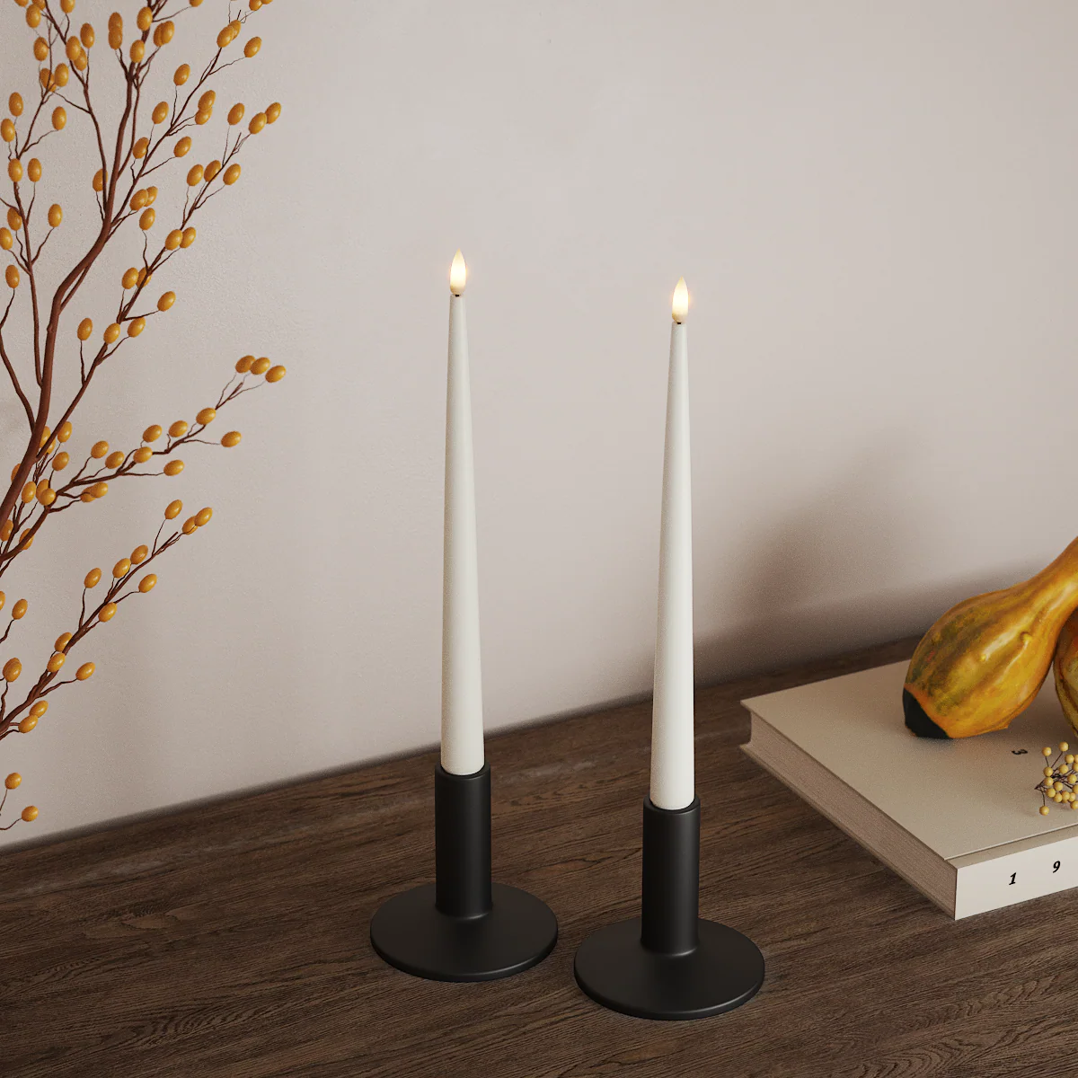 LED-ljus med lack, Vit 28cm