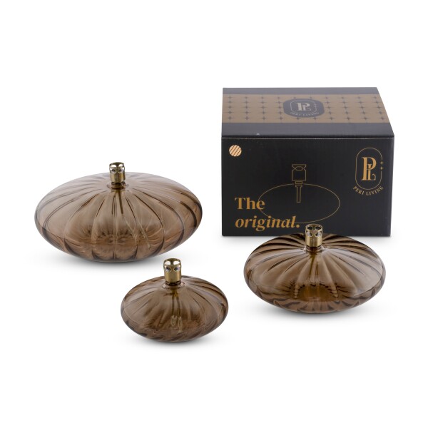 Disk Oljelampa Champagne Randig i Mässing, PERI LIVING