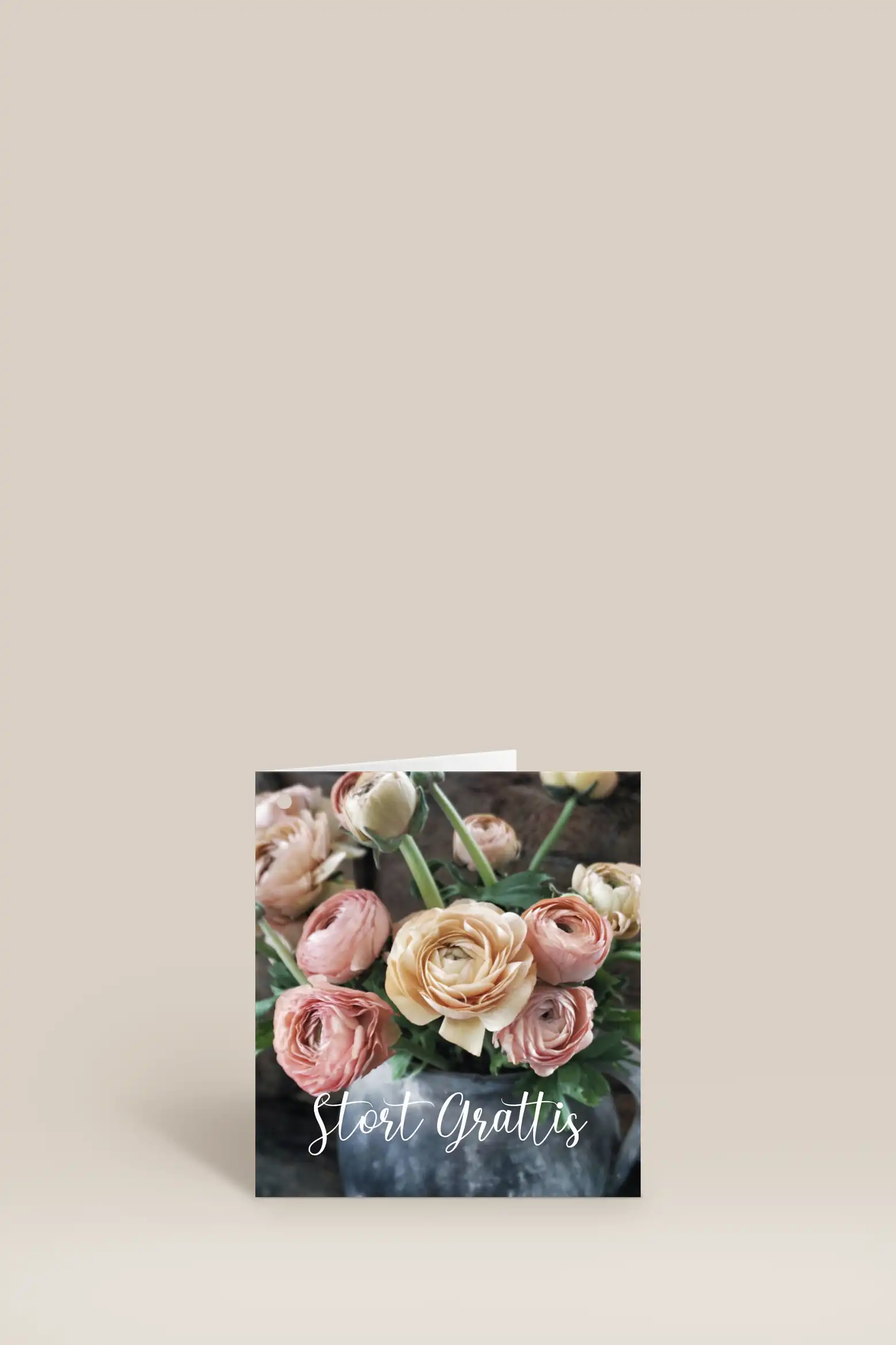 Gratulationskort Litet - Stort grattis blommor i vas