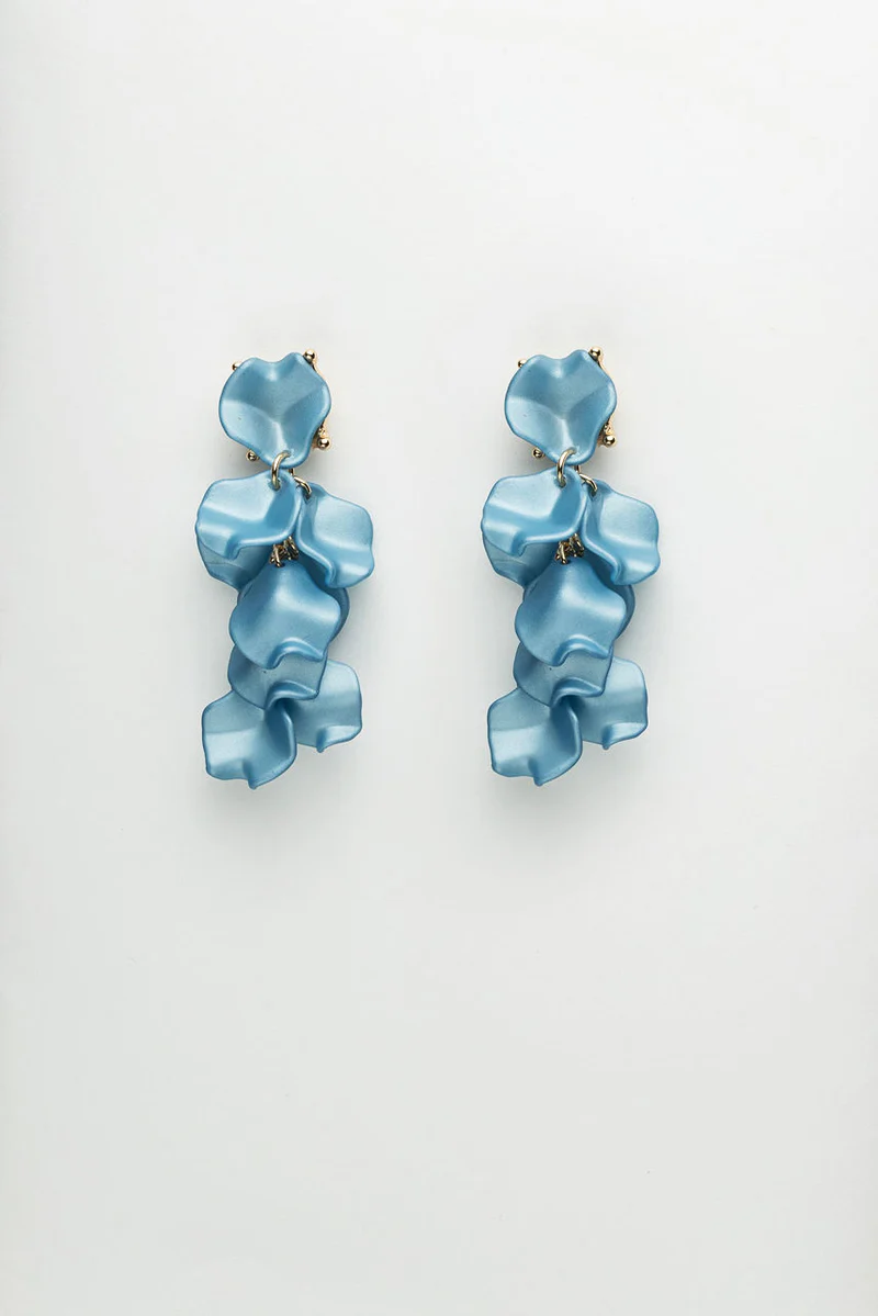 Leaf Earrings Mini Denim Blue