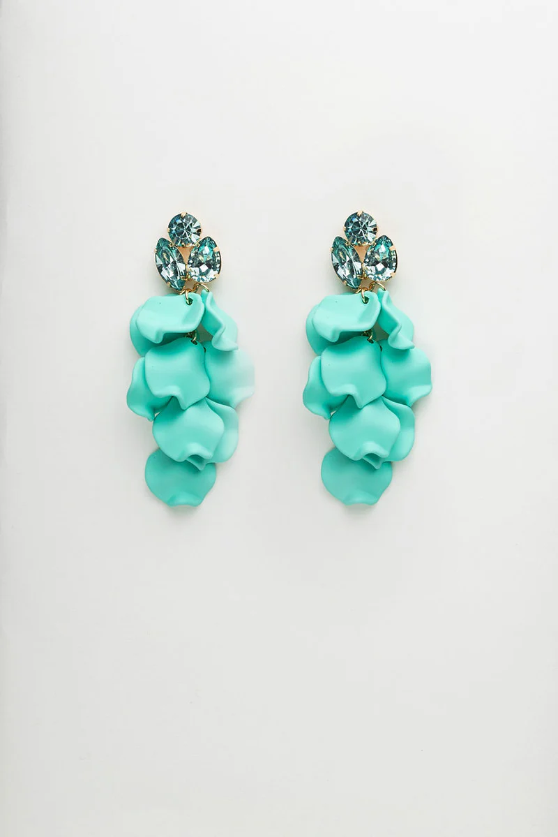 Leaf Stone Earrings Aqua