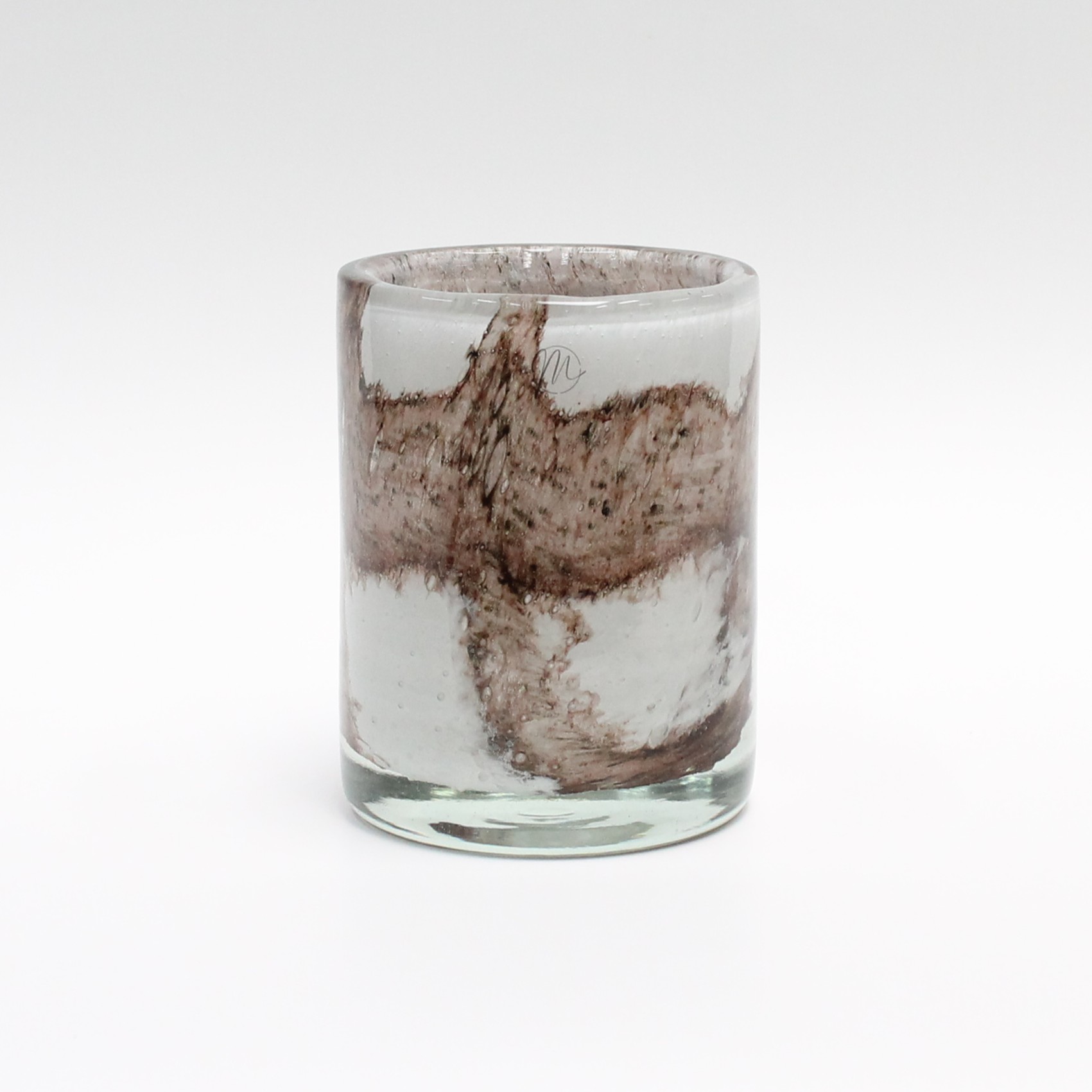 Unik ljuslykta, Vit/beige bruna linjer, Hög