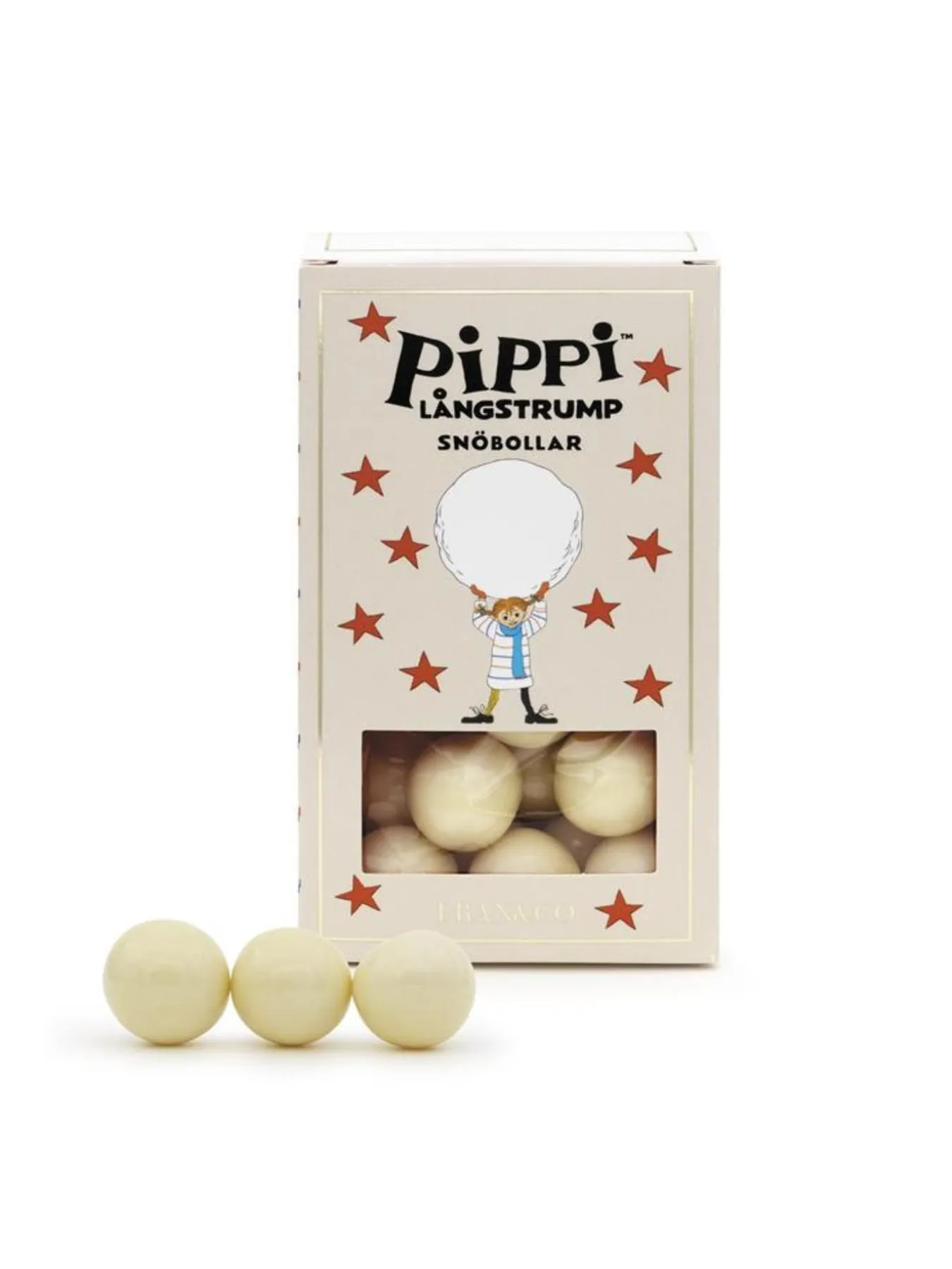 Pippis Snöbollar - Krispiga majsbollar dragerade i vit choklad 90g